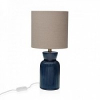 Blaue keramische Bürolampe Runder Lampenschirm beige
