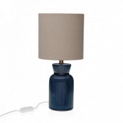 Blaue keramische Bürolampe Runder Lampenschirm beige