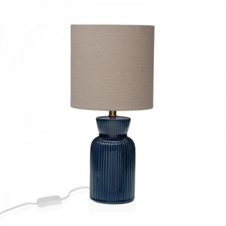Blaue keramische Bürolampe Runder Lampenschirm beige Blaue keramische Bürolampe Runder Lampenschirm beige