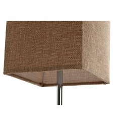 Firkantet sengelampe i tre og lin brun Beige 15 x 15 x 43 cm