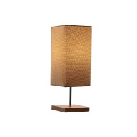 Firkantet sengelampe i tre og lin brun Beige 15 x 15 x 43 cm