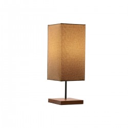 Firkantet sengelampe i tre og lin brun Beige 15 x 15 x 43 cm