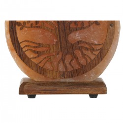 Flache Lampe Dekoration Atmosphäre Steinsalz Rosa Baum Holz 15 W 220 V - 16 x 7 x 18 cm