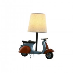 Blå Scooter Skrivebord Lampe Oransje Linen Metal 31 x 15 x 34 cm
