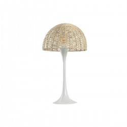 Lampe de bureau à poser pied métal Blanc abat jour corde nature  50 W 220 V