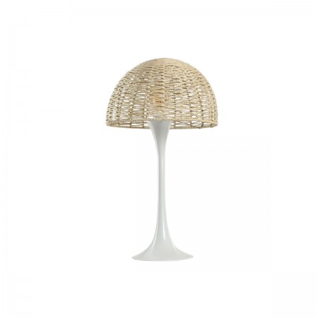 Lampe de bureau à poser pied métal Blanc abat jour corde nature 50 W 220 V Lampe de bureau à poser pied métal Blanc abat jour corde nature 50 W 220 V