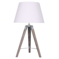 Lampe de bureau trépieds en bois style marin abat-jour blanc 36 x 36 x 60 cm