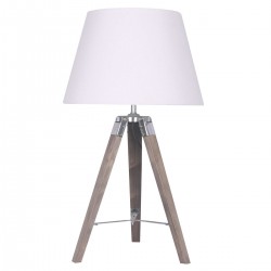 Lampe de bureau trépieds en bois style marin abat-jour blanc 36 x 36 x 60 cm