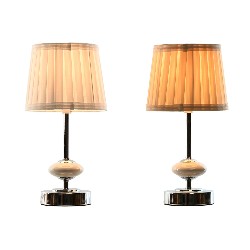 Conjunto de 2 lámparas de mesa - Decoración de pies y porcelana de metal