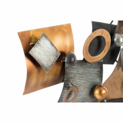 Abstract wall decoration gray metal copper modern circles (109 x 7 x 53 cm)