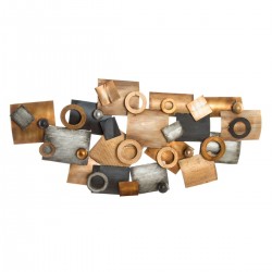 Abstract wall decoration gray metal copper modern circles (109 x 7 x 53 cm)