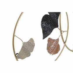 Decoración de la pared Planta de hoja de tela de metal redondo dorado 103.5 x 7 x 67 cm