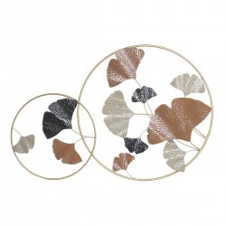 Wall decoration golden round metal terracotta leaf plant 103.5 x 7 x 67 cm