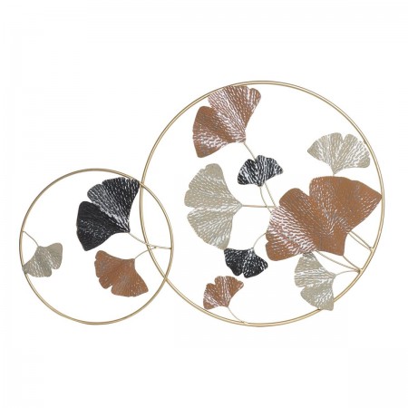 Decoración de la pared Planta de hoja de tela de metal redondo dorado 103.5 x 7 x 67 cm Decoración de la pared Planta de hoja de tela de metal redondo dorado 103.5 x 7 x 67 cm