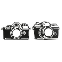 Wall Decoration Plate Metal Black Camera / Vintage Camera 45 x 1 x 30 cm - Lot of 2