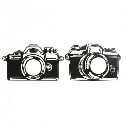 Wall Decoration Plate Metal Black Camera / Vintage Camera 45 x 1 x 30 cm - Lot of 2