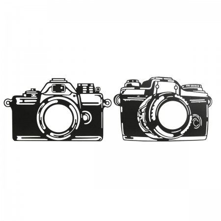 Wall Decoration Plate Metal Black Camera / Vintage Camera 45 x 1 x 30 cm - Lot of 2 Wall Decoration Plate Metal Black Camera / Vintage Camera 45 x 1 x 30 cm - Lot of 2