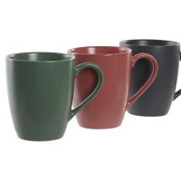 Sett med 4 grønne krus mørkegrå sandstein 300 ml 19 x 13 x 31 cm tre støtte
