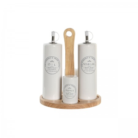 Conjunto de sal, pimenta, óleo e vinagre branco Sandstone Sandstone
