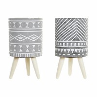 Cache-pot op witte grijze cementvoeten (14,3 x 14,3 x 26,2 cm) Lot van 2