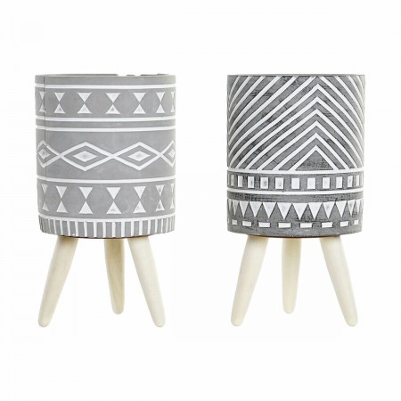 Cache-Pot auf weißen grauen Zementfüßen (14,3 x 14,3 x 26,2 cm) Lot von 2