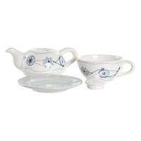 Parti 3 Teapots Dekoration Blå Hvid 750 ml Dolomit (3 enheder)