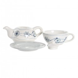 Parti 3 Teapots Dekoration Blå Hvid 750 ml Dolomit (3 enheder)