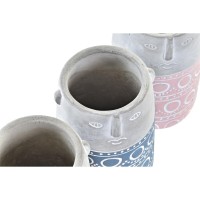 Pot cache mønster farvede ansigter blå pink cement grøn gul (12 x 12 x 18 cm) - masse af 4