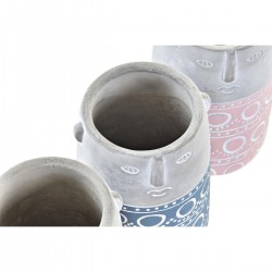 Pot cache patroon gekleurde gezichten blauw roze cement groen geel (12 x 12 x 18 cm) - partij 4