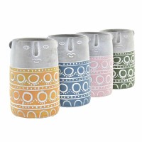 Pot cache patroon gekleurde gezichten blauw roze cement groen geel (12 x 12 x 18 cm) - partij 4