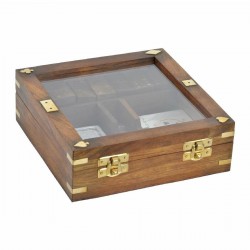 Caja de madera de oro de oro, caja de juguete, dados, dominó