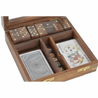 Caja de madera de oro de oro, caja de juguete, dados, dominó