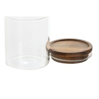 Pots à épices en verre support en bois d'acacia
