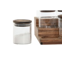 Spionpottar av glass med ein botn av akasia