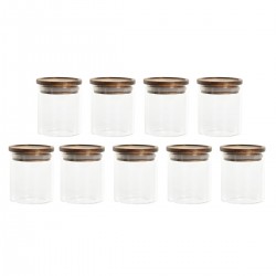 Pots à épices en verre support en bois d'acacia