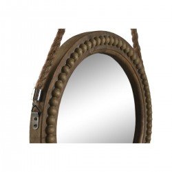 Wall mirror round in wood and colonial rope