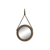 Wall mirror round in wood and colonial rope