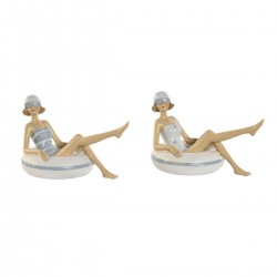 Lot of 2 women's white blue resin blue sky mediterranean