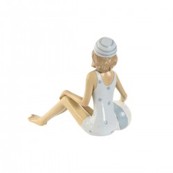 Lot de 2 femmes vintage baigneuses en résine Blanc Bleu ciel méditerranéen
