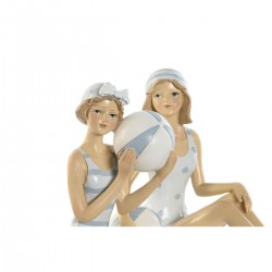Lot de 2 femmes vintage baigneuses en résine Blanc Bleu ciel méditerranéen