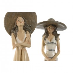 Mye av 2 kvinner med harpikshatter dekorative figurer hvit beige kvinne Middelhavet