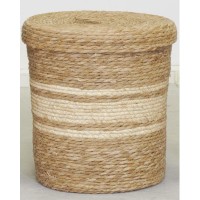 Lot de 3 coffres à linge panier de rangement en jonc et maïs avec couvercles