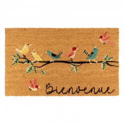 Paillasson en fibres de coco naturelles décor "oiseaux"