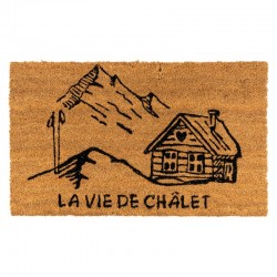 Paillasson en fibres de coco naturelles décor chalet et montagne