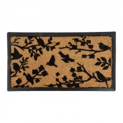 Paillasson en coco motif oiseaux bordure caoutchouc 40 x 70 x 2 cm