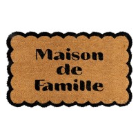 Paillasson en fibres de coco naturelles forme de biscuit "maison de famille"