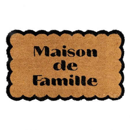 Paillasson en fibres de coco naturelles forme de biscuit "maison de famille"