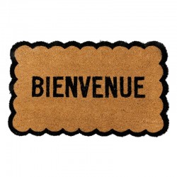 Paillasson en fibres de coco naturelles forme de biscuit "BIENVENUE"