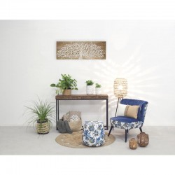 Round Fabric Fabric Pouf "Jungle" Nature Palm Leaves, Ottoman Footrest Pouf, Office Room Stue