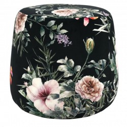 Fleuri impressão Velvet Pouf, Otomano Pouf Pouf, sala de escritório sala de estar